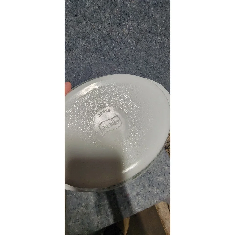 Glasbake Green‎ Daisy Divided Casserole Dish Oval Retro MCM J2352